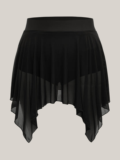 Rubber Waist Handkerchief Hem Swim Bottoms