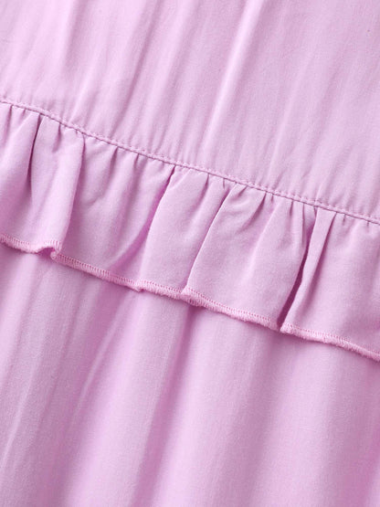 Halter Neck Tiered Ruffles Pocket Midi Dress