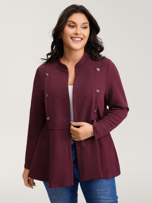 Textured Button Detail Pockets Jacket