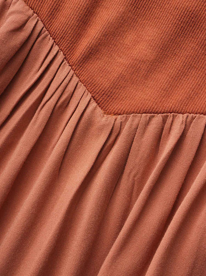 U Neck Patchwork Midi Dress
