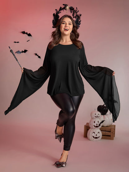 Bat Wings Round Sleeve Relaxed Fit Top