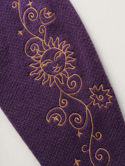 Star Embroidery Button Pockets Knit Cardigan