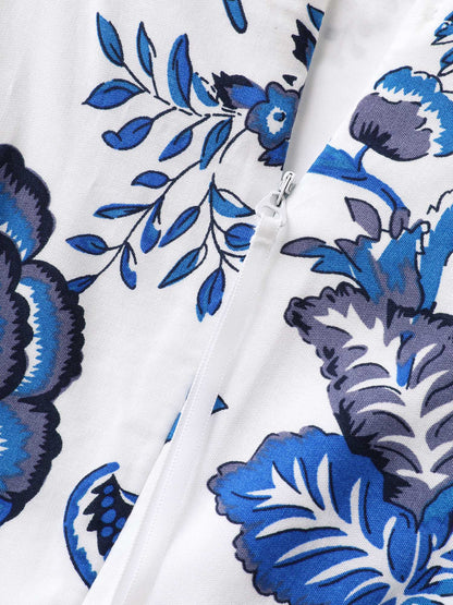 Rayon Floral Print Lined Pockets Jumpsuit