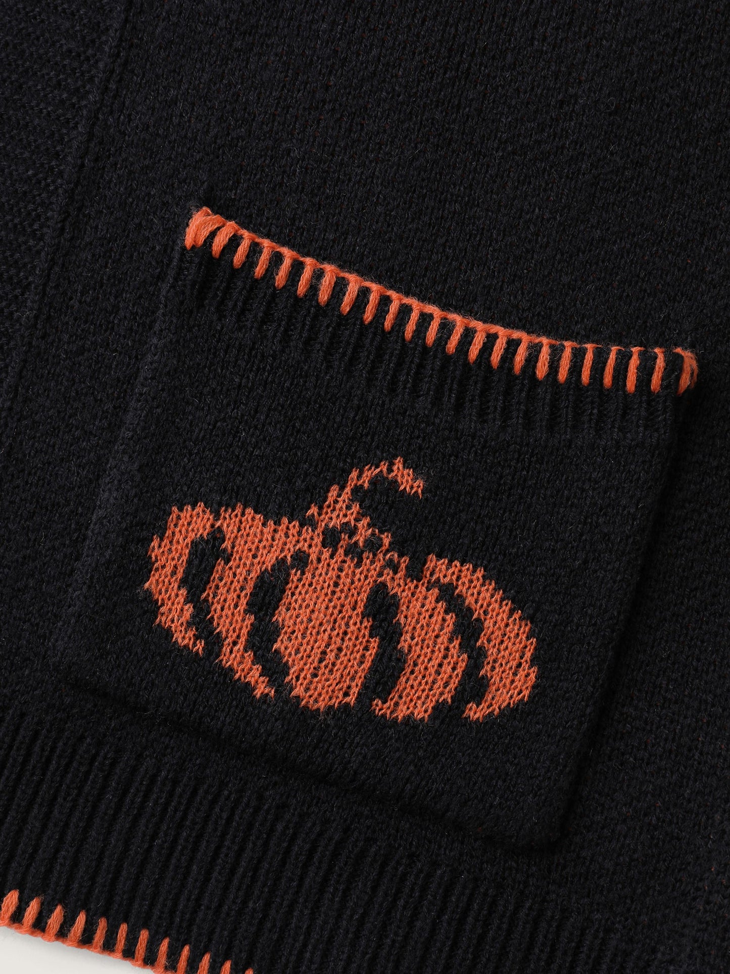 Halloween Pumpkin Print Contrast Knit Cardigan