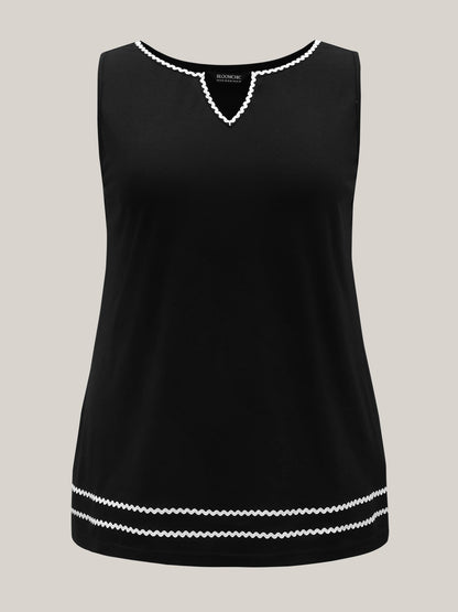 Stretchy Webbed Split Neck Tank Top