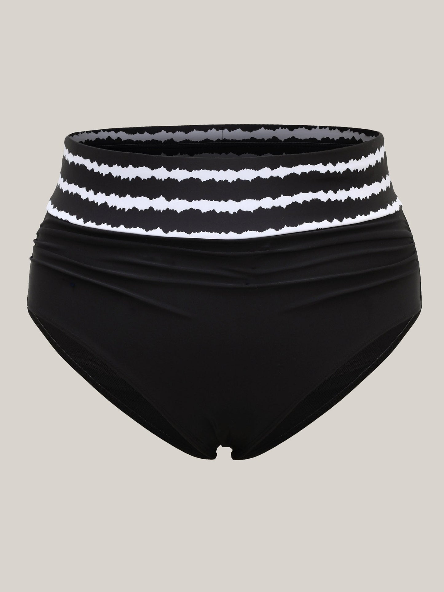 Striped Waist Pleated Swim Bottoms