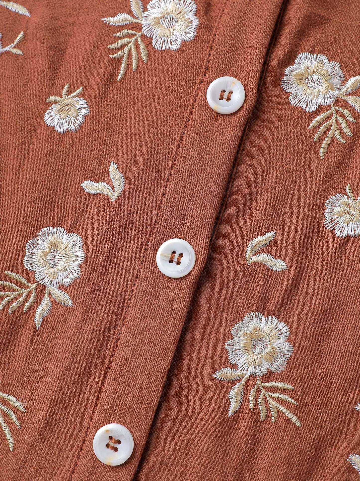 Supersoft Floral Embroidery Button Blouse