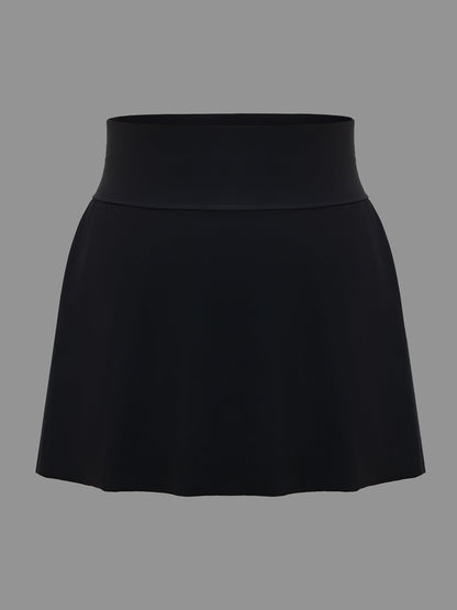 Solid Pocket Flared Swim Skirt