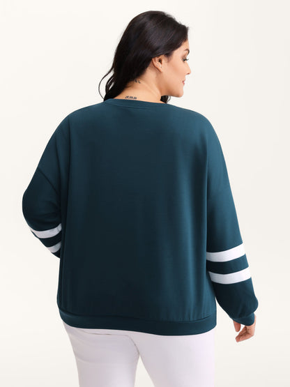 Supersoft Stripe Sleeve Contrast Sweatshirt