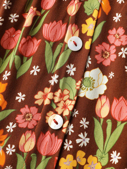 Rayon Floral Print Midi Dress