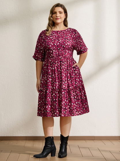 Leopard Print Backless Tie Pockets Midi Dress