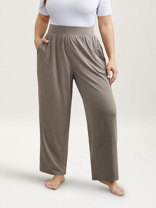 Stretchy Waist Straight-Leg Lounge Bottoms
