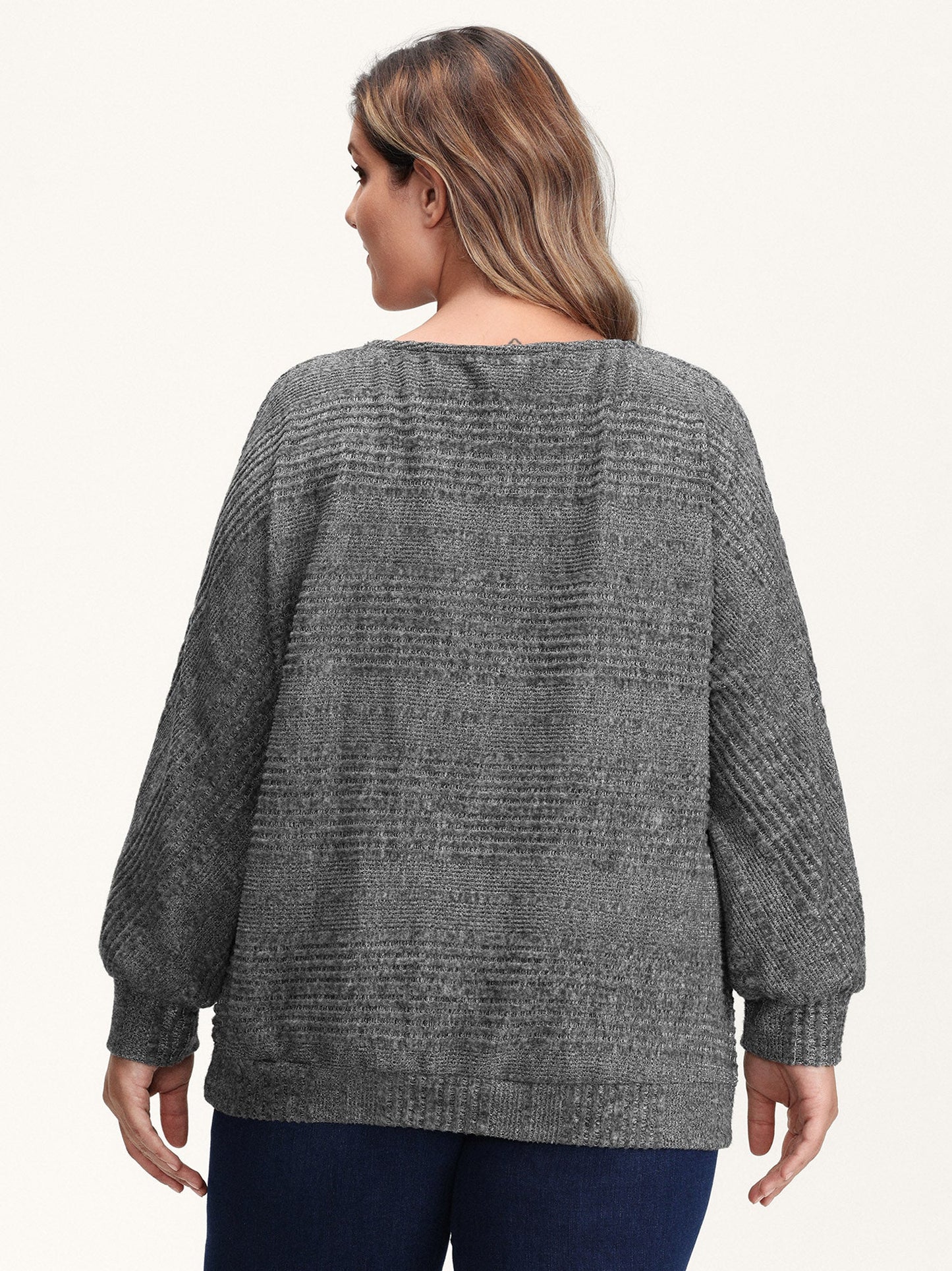 Stretchy Stripe Knit Raglan Sleeve Sweatshirt