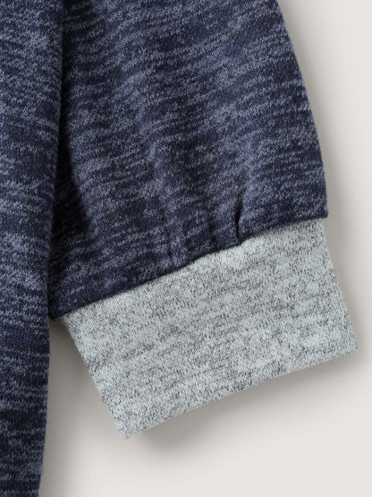 Color Contrast V-Neck Button Sweatshirt