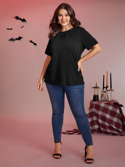 Tarot Card Pattern Lace Cut-Out Top