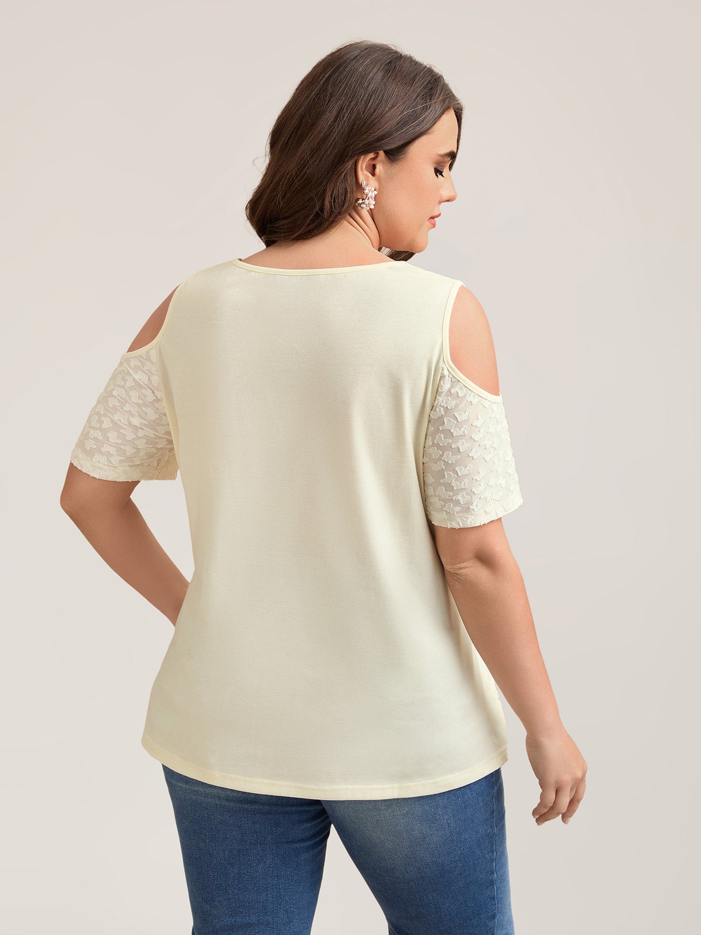 Textured Off-Shoulder Lined T-Shirt