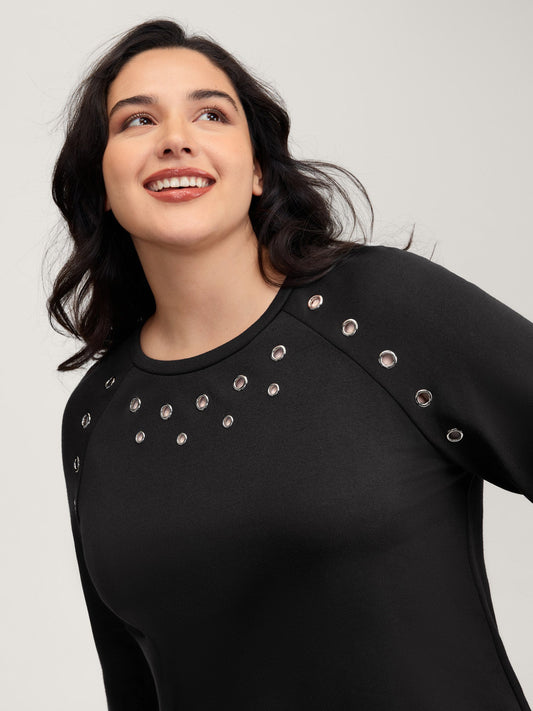 Metallic Loop Detail Relaxed-Fit Sweatshirt