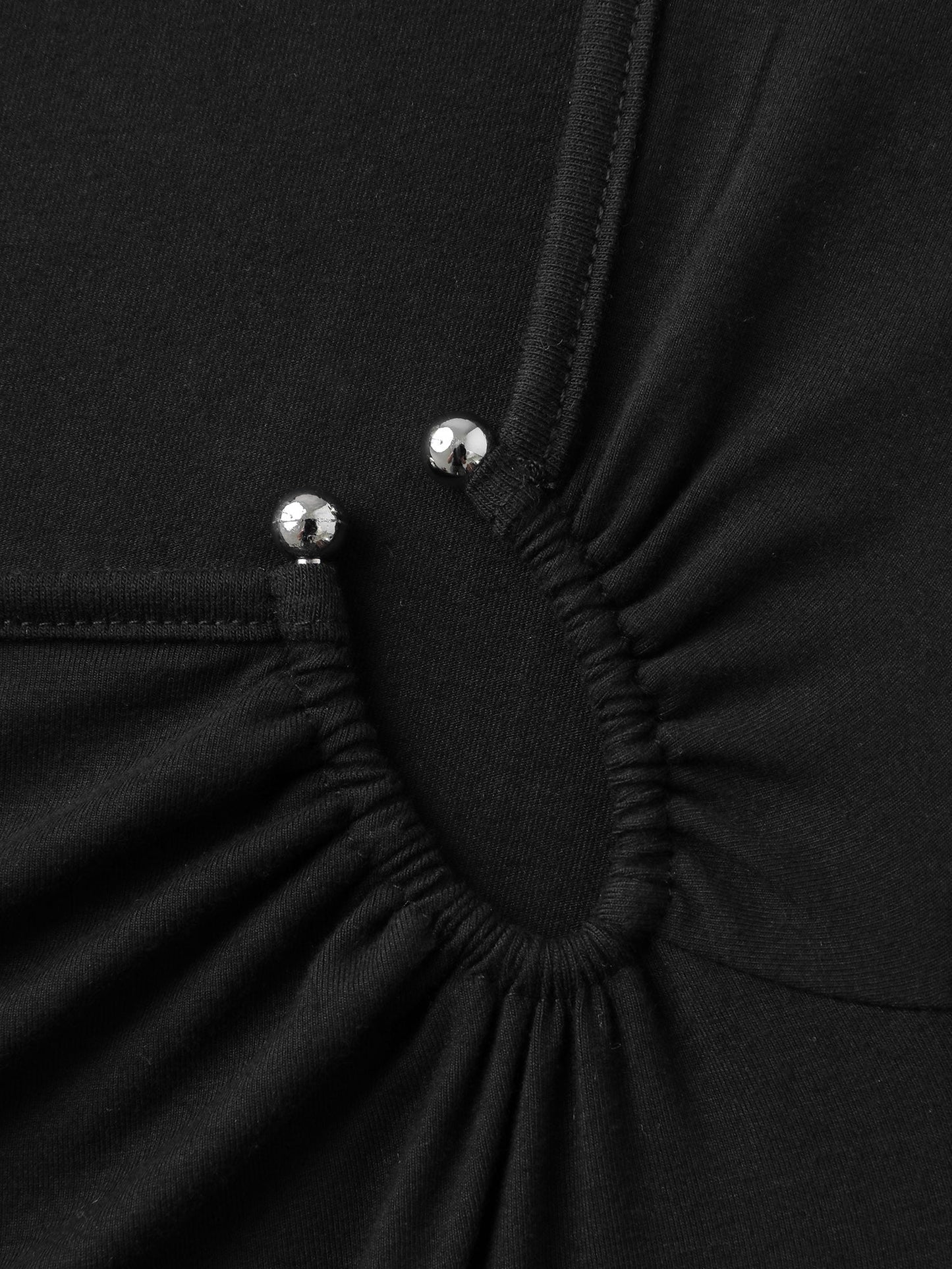 Stretchy Fitted Cut-Out Solid T-Shirt