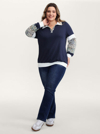 Supersoft Color Contrast Collar Sweatshirt