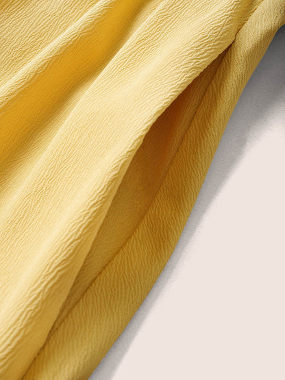Plain Lantern Sleeve Drawstring Square Neck Dress