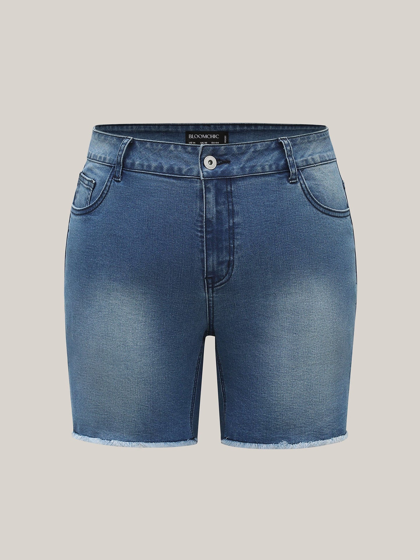 Frayed Hem High Rise Denim Shorts