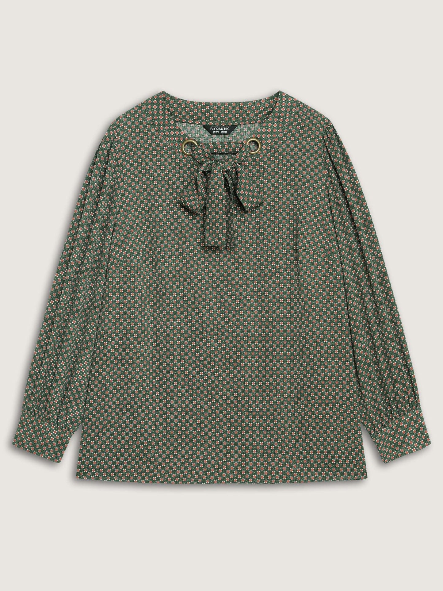 Geometric Print Bow-Tie Neckline Blouse