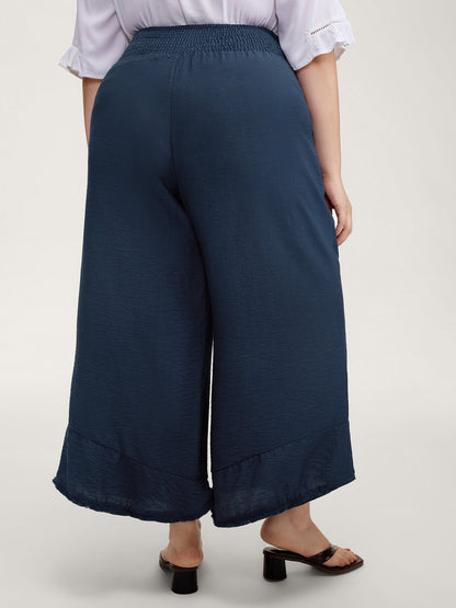 Waist-Tie Knotted Ruffled Wide-Leg Pants