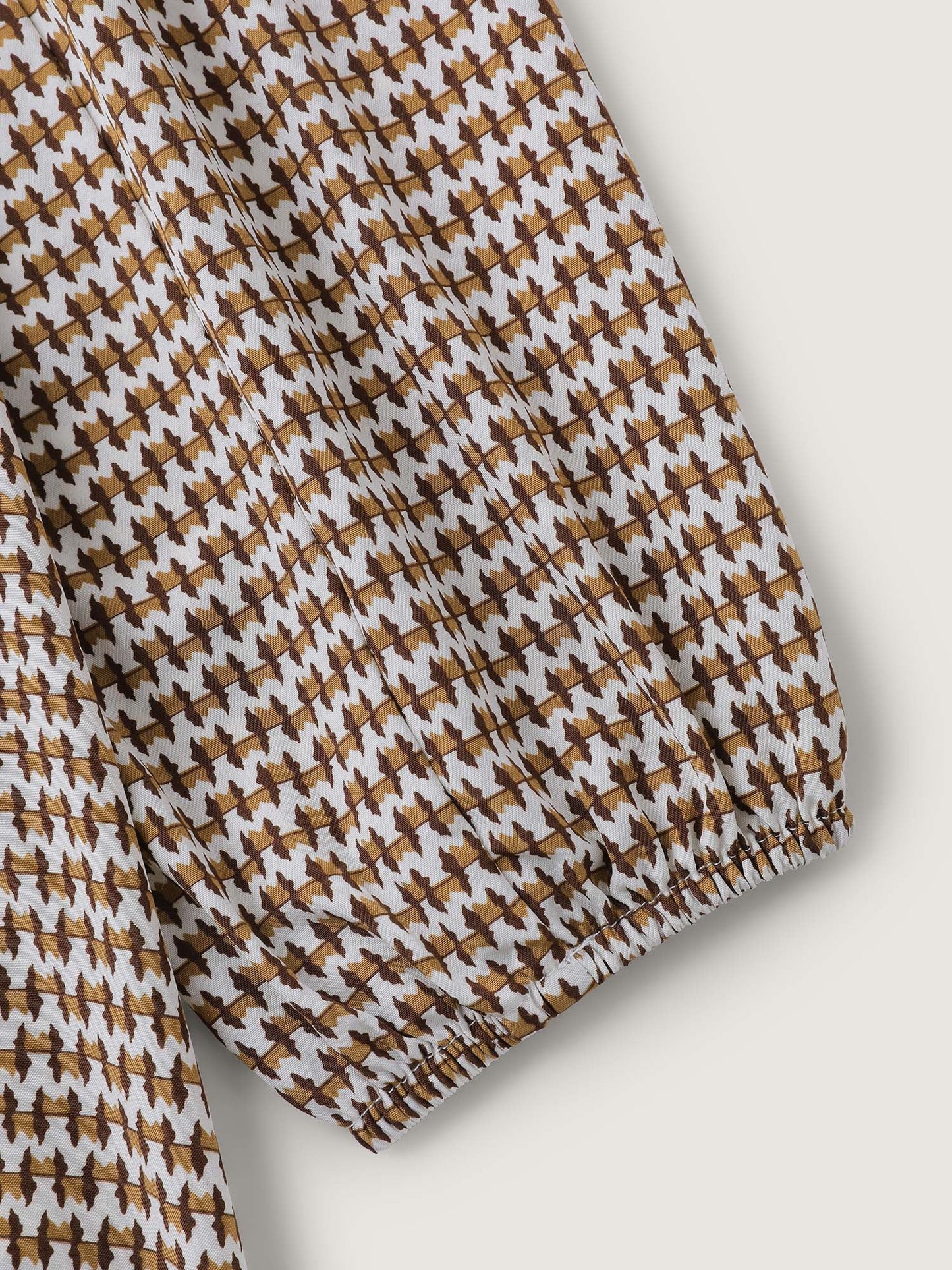 Wavy Stripe Button Detail Split Neck Blouse