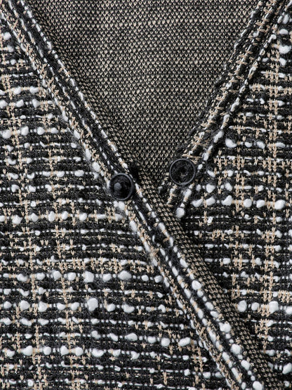 Tweed Surplice Neck Midi Dress
