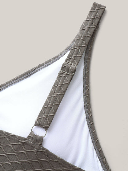 Textured Surplice One-Piece Swimsuit