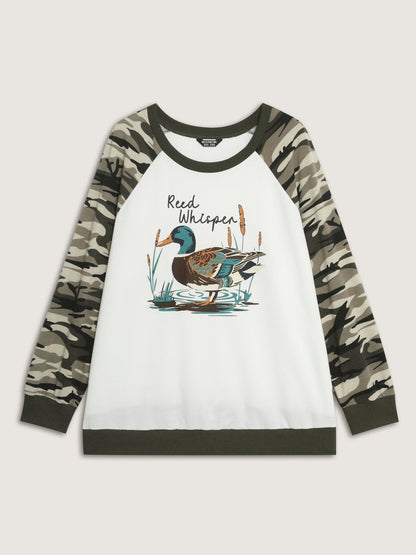 Camouflage Contrast Animal Print Sweatshirt