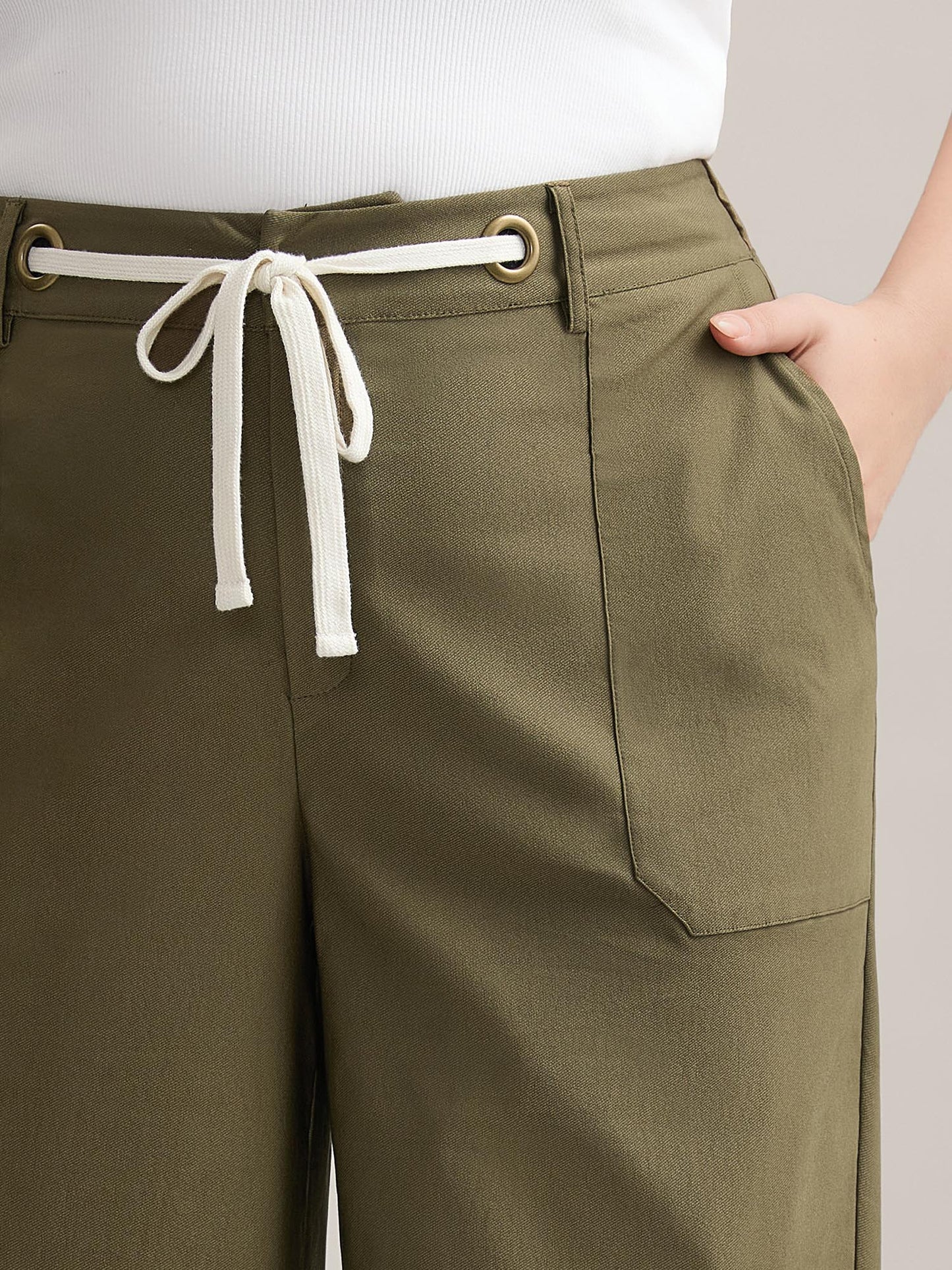 Drawstring Waist Straight-Leg Pants