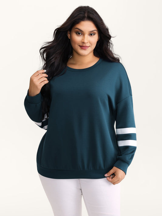 Supersoft Stripe Sleeve Contrast Sweatshirt