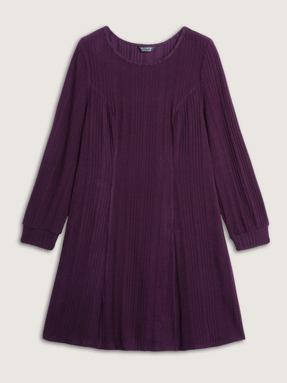 Cut-Out Embroidery Ribbed A-Line Mini Dress