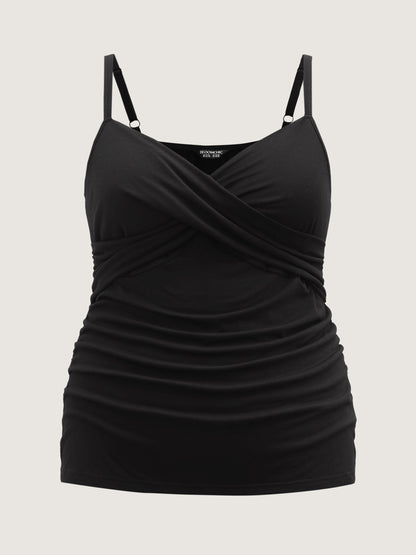 Stretchy Cross-Over Pleats Tank Top