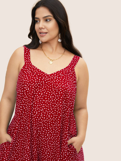 Polka Dot U Neck Wide Leg Jumpsuit