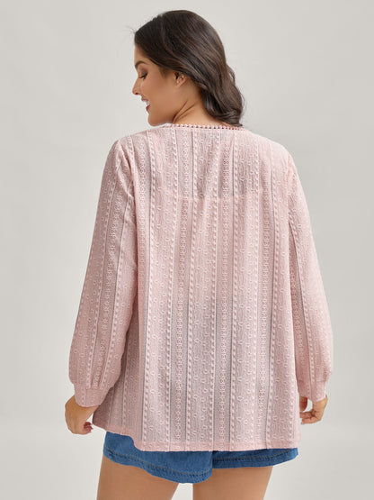 Textured Lace Trim Sheer Kimono Cardigan