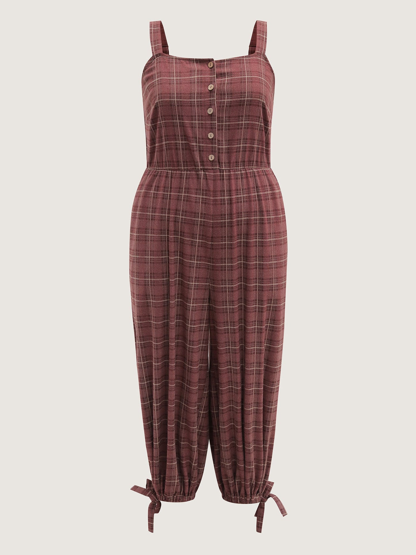 Retro Plaid Print Harem Style Jumpsuit