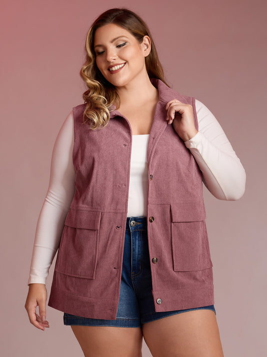 Ribbed Corduroy Deep Pockets Vest