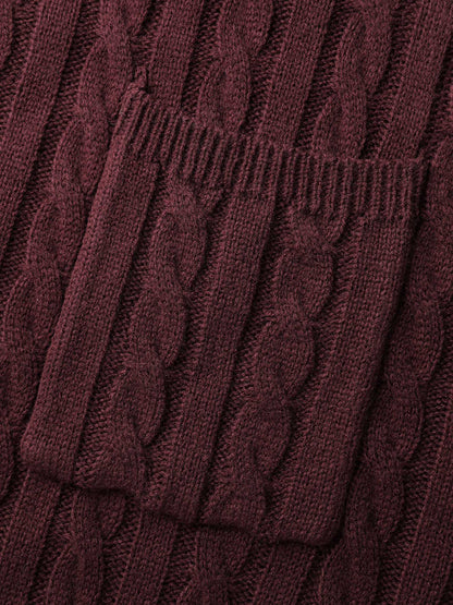 Twist Textured Notched Lapels Knit Cardigan