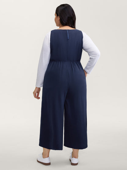 Hidden Zipper Pockets Wide-Leg Jumpsuit
