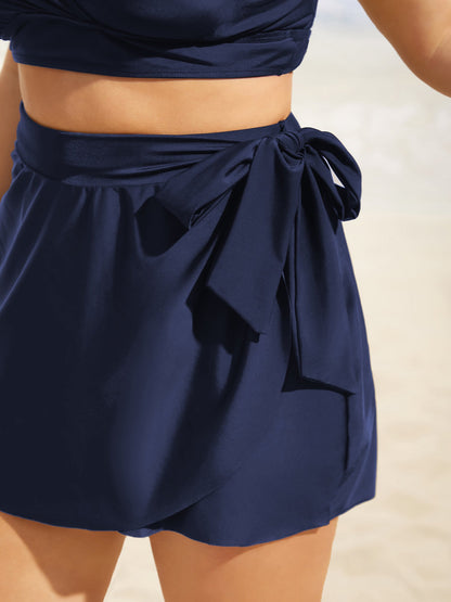 Solid Tie Knot High Rise Swim Bottom