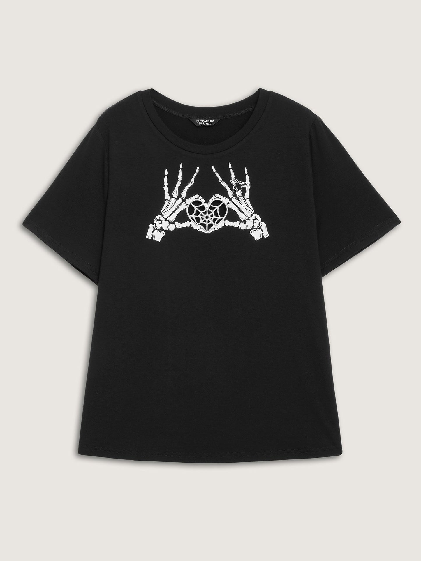 Skeleton Heart Embroidered Cut-Out T-Shirt
