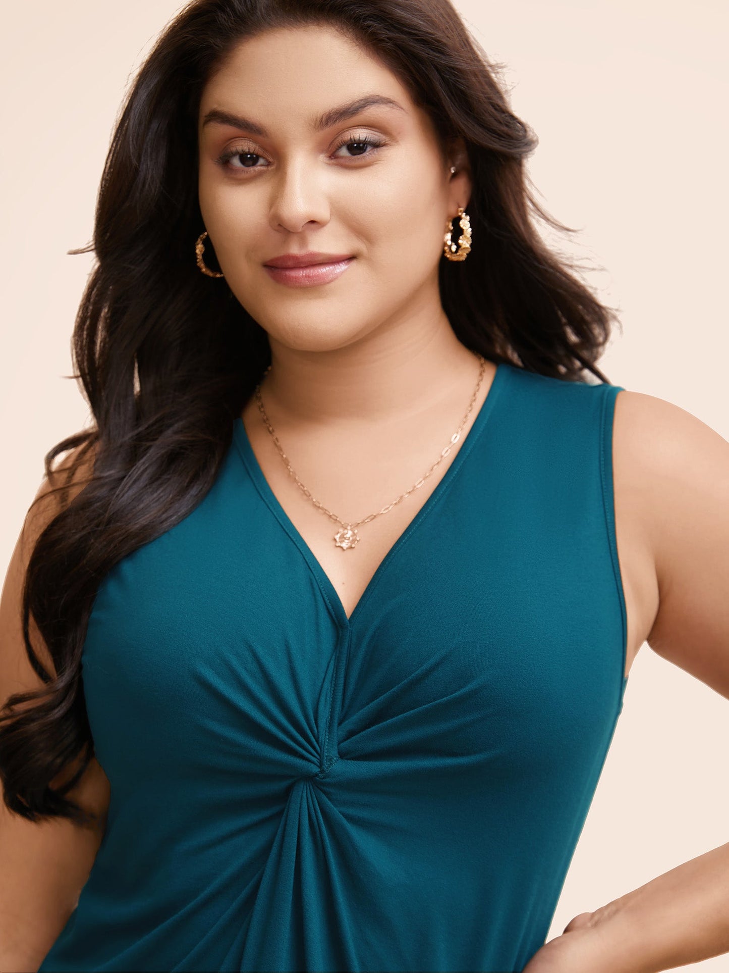 Supersoft Essentials Plain V Neck Twist Front Tank Top