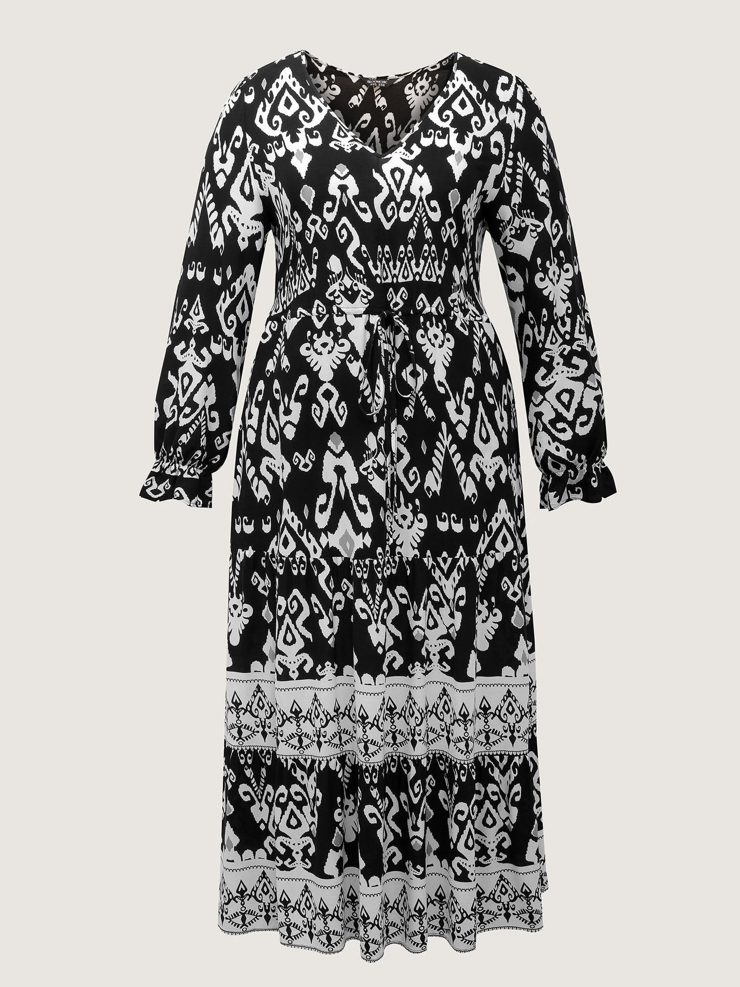 Floral Print Adjustable Drawstring Waist Midi Dress