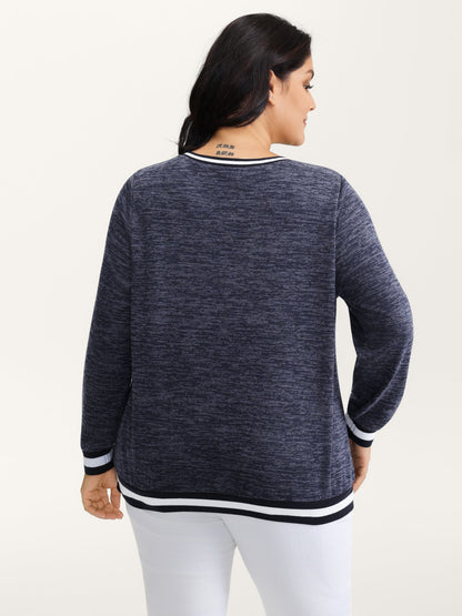Contrast Hem V-Neck Sweatshirt