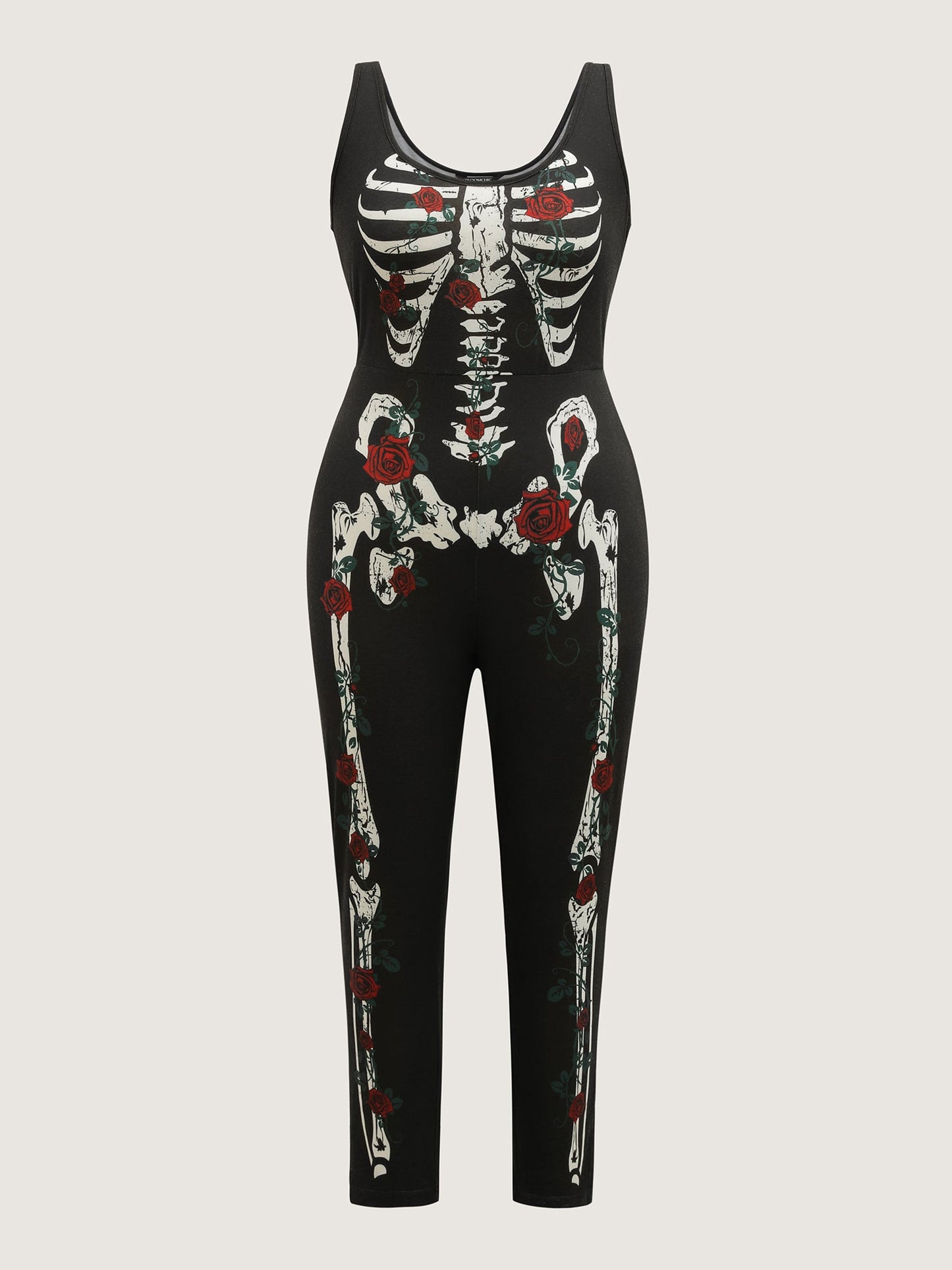 Skeleton Halloween Print Fitted Jumpsuit