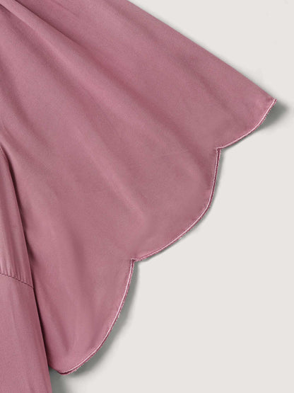 Rayon Bodice Embroidered Patchwork Knot Midi Dress