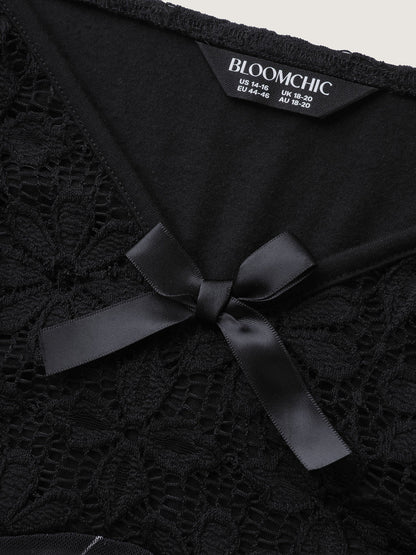 Floral Print Sheer Lace Trim Sleep Dress