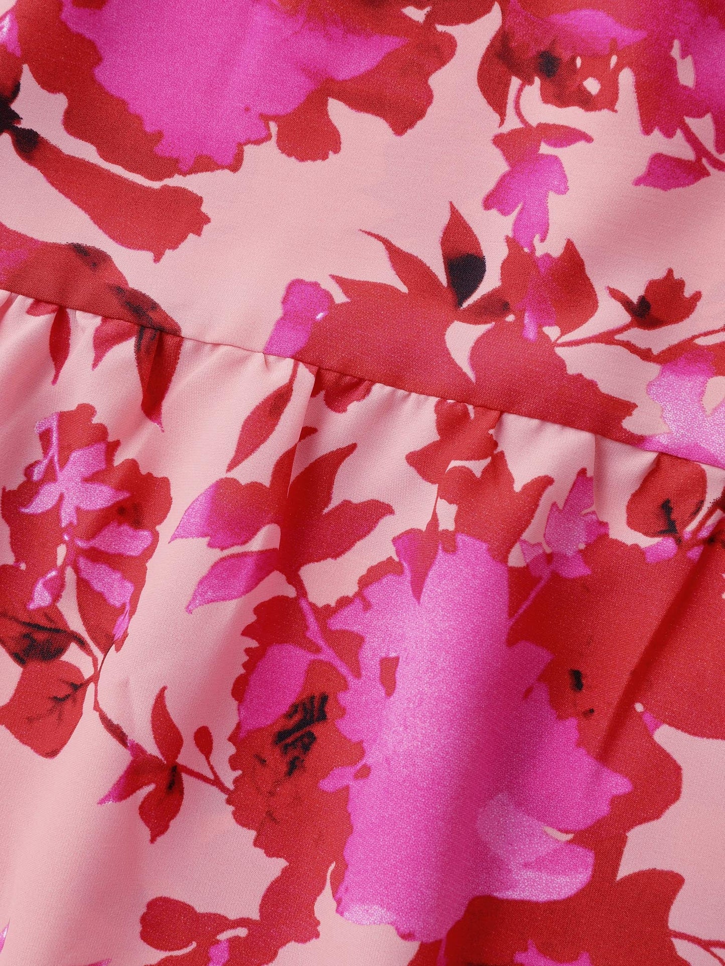 Floral Print Flowy Skirt Drawstring Maxi Dress